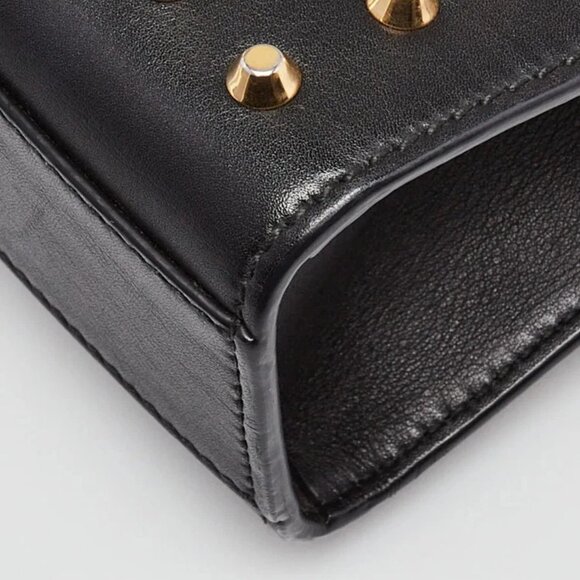 Gucci Black Leather Faux Pearl Stud Padlock Small Shoulder Bag - Picture 4 of 11